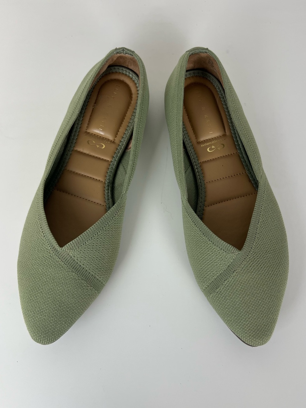 Kelly & Katie Green Knit Flats Pointed Toe Slip On Shoes Women Size 9 Preppy